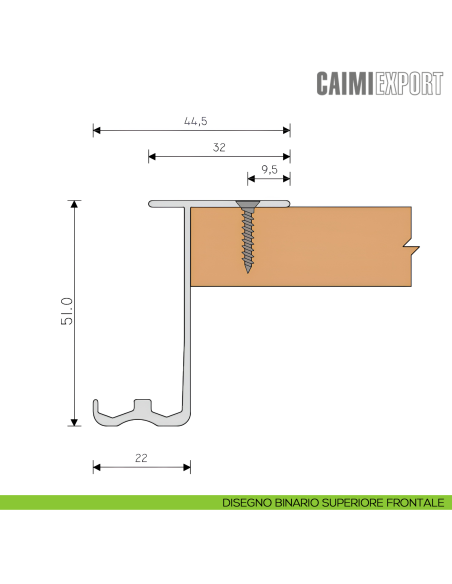 Binario superiore ed inferiore Essential Top Caimi Export - disegno