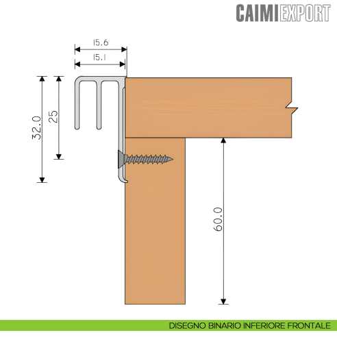 Binario superiore ed inferiore Essential Top Caimi Export - disegno