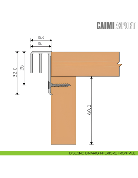 Binario superiore ed inferiore Essential Top Caimi Export - disegno