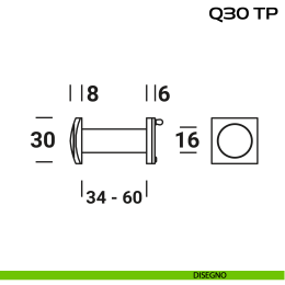 Spioncino quadro per spessore porta 34-60 mm Reguitti Q30TP 2