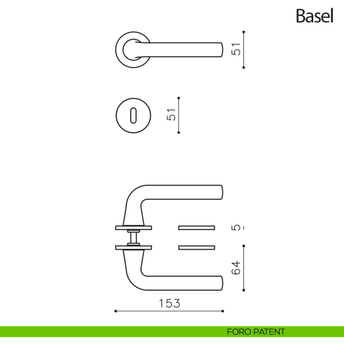 Maniglia per porta Basel Olivari foro patent