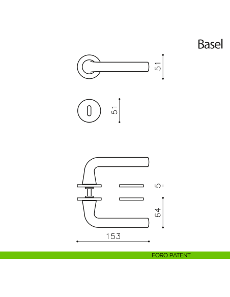 Maniglia per porta Basel Olivari foro patent