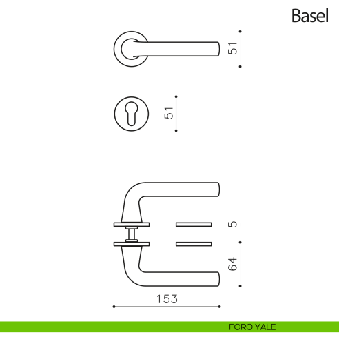 Maniglia per porta Basel Olivari foro yale