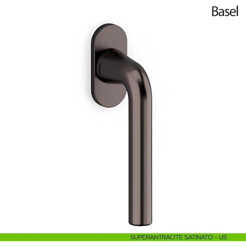Maniglia per finestra martellina DK Basel Olivari superantracite satinato