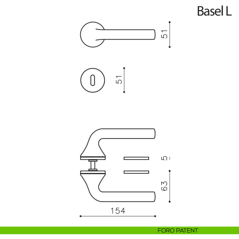 Maniglia per porta Basel L Olivari foro patent