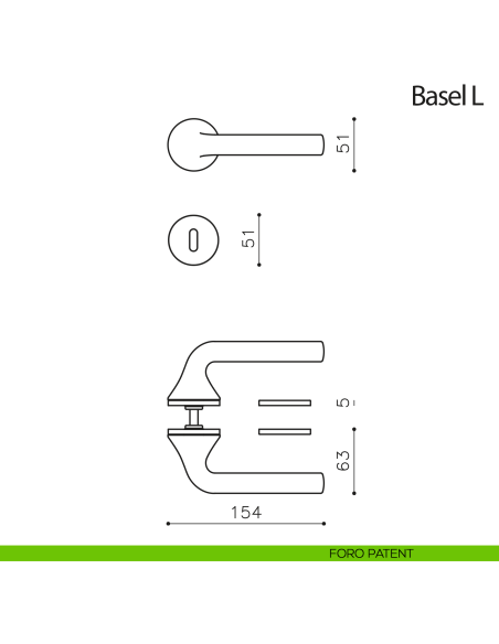 Maniglia per porta Basel L Olivari foro patent