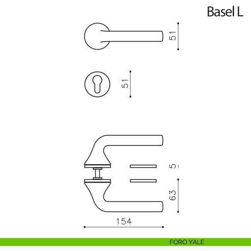Maniglia per porta Basel L Olivari foro yale