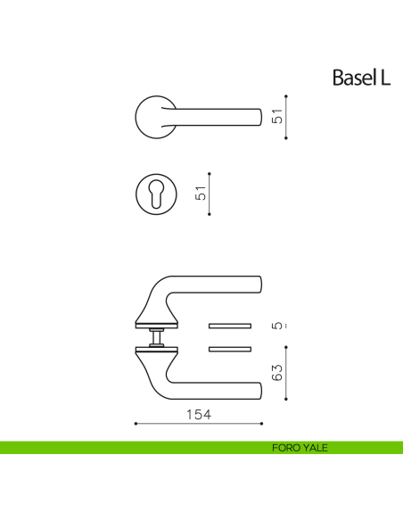 Maniglia per porta Basel L Olivari foro yale