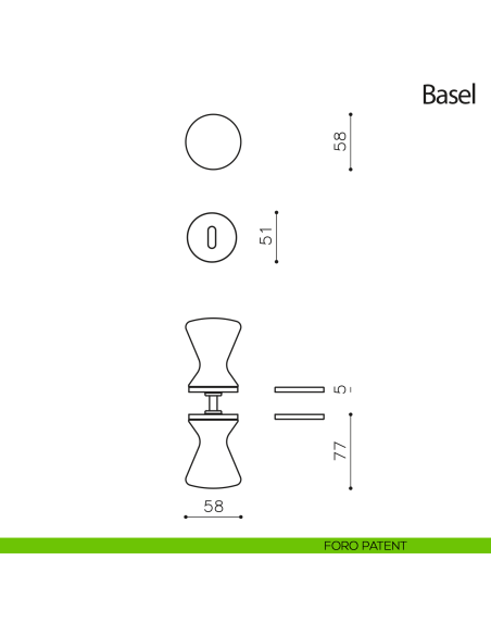 Pomello per porta Basel girevole Olivari bassa foro patent