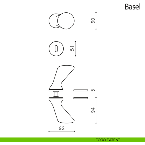 Pomello per porta zancato Basel girevole Olivari bassa foro patent