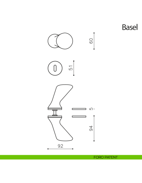 Pomello per porta zancato Basel girevole Olivari bassa foro patent