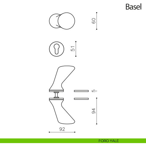 Pomello per porta zancato Basel girevole Olivari bassa foro yale