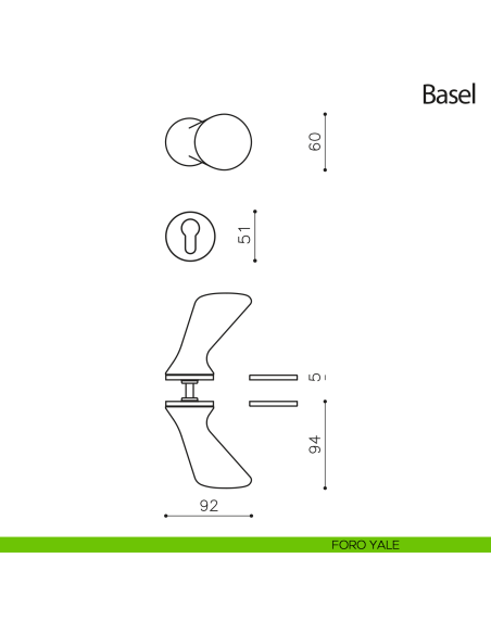 Pomello per porta zancato Basel girevole Olivari bassa foro yale