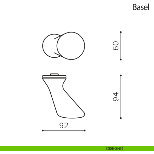 Pomello per porta zancato Basel fisso Olivari bassa disegno