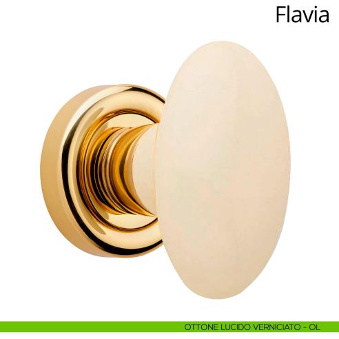Pomello per porta girevole con porcellana avorio Flavia Linea Calì ottone lucido