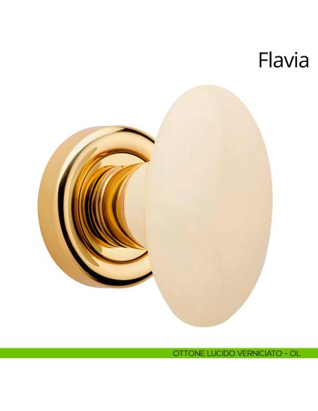Pomello per porta girevole con porcellana avorio Flavia Linea Calì ottone lucido