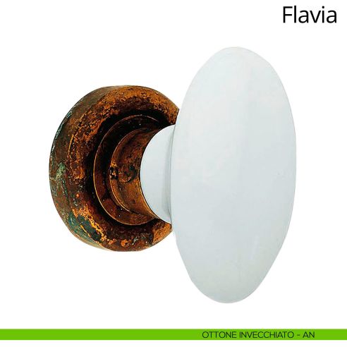 Pomello per porta girevole con porcellana bianca Flavia Linea Calì anticato