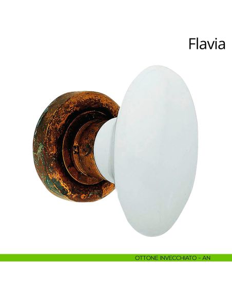 Pomello per porta girevole con porcellana bianca Flavia Linea Calì anticato