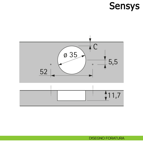 Cerniera Hettich Sensys 165° ammortizzata per ante in mezza battuta