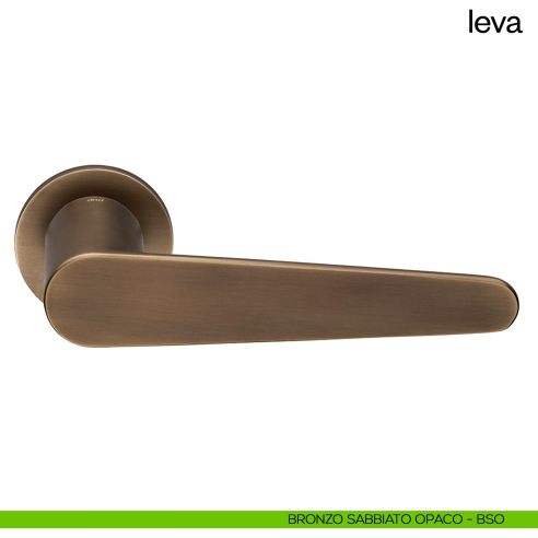 Maniglia per porta Leva dnd Handles con rosetta e bocchetta tonda fine bronzo