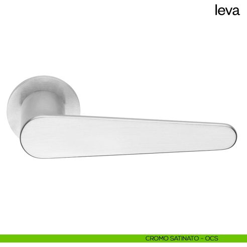 Maniglia per porta Leva dnd Handles con rosetta e bocchetta tonda fine cromo satinato