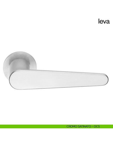 Maniglia per porta Leva dnd Handles con rosetta e bocchetta tonda fine cromo satinato
