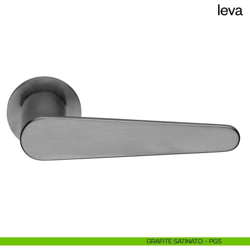 Maniglia per porta Leva dnd Handles con rosetta e bocchetta tonda fine grafite satinato