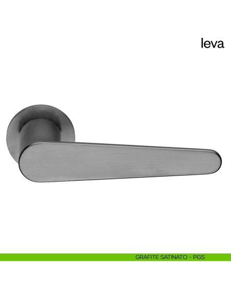 Maniglia per porta Leva dnd Handles con rosetta e bocchetta tonda fine grafite satinato