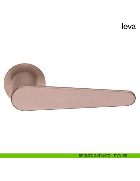 Maniglia per porta Leva dnd Handles con rosetta e bocchetta tonda fine bronzo satinato