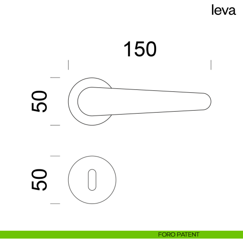 Maniglia per porta Leva dnd Handles con rosetta e bocchetta tonda fine foro patent