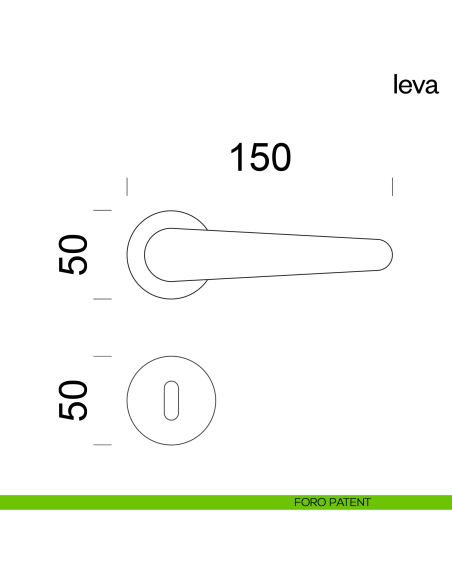 Maniglia per porta Leva dnd Handles con rosetta e bocchetta tonda fine foro patent