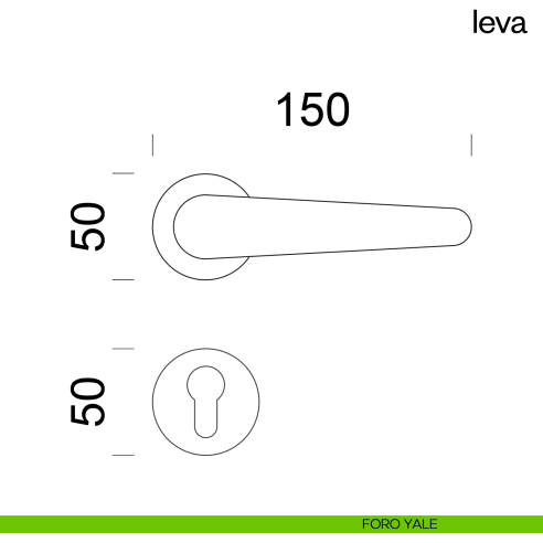Maniglia per porta Leva dnd Handles con rosetta e bocchetta tonda fine foro yale
