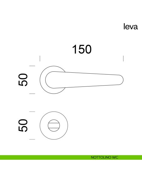 Maniglia per porta Leva dnd Handles con rosetta e bocchetta tonda fine nottolino wc