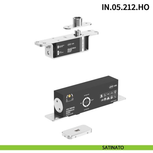 Cerniera pivot idraulica per porta a bilico JNF IN.05.212.HO chiusura automatica portata 200 kg Satinato
