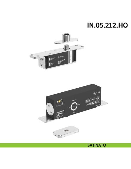 Cerniera pivot idraulica per porta a bilico JNF IN.05.212.HO chiusura automatica portata 200 kg Satinato