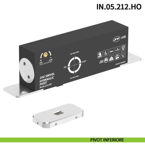 Cerniera pivot idraulica per porta a bilico JNF IN.05.212.HO chiusura automatica portata 200 kg Satinato