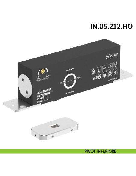 Cerniera pivot idraulica per porta a bilico JNF IN.05.212.HO chiusura automatica portata 200 kg Satinato