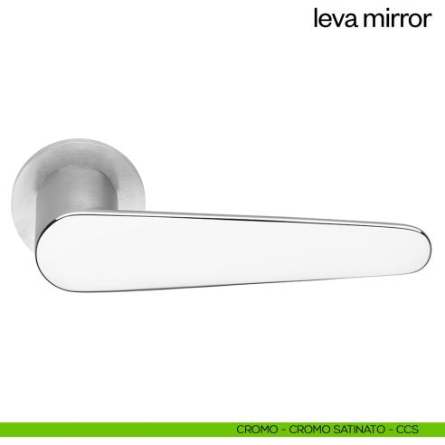 Maniglia per porta Leva Mirror dnd Handles con rosetta e bocchetta tonda fine cromo lucido - satinato
