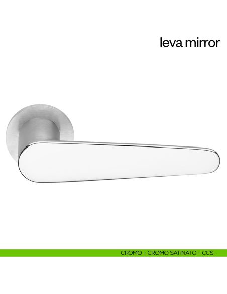 Maniglia per porta Leva Mirror dnd Handles con rosetta e bocchetta tonda fine cromo lucido - satinato