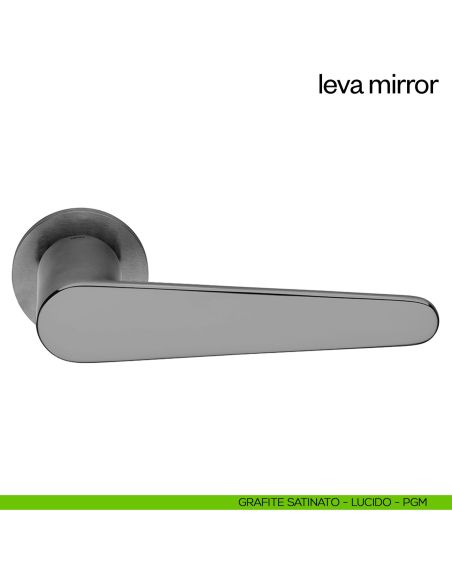 Maniglia per porta Leva Mirror dnd Handles con rosetta e bocchetta tonda fine grafite satinato - lucido
