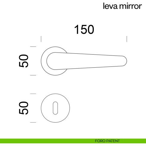 Maniglia per porta Leva Mirror dnd Handles con rosetta e bocchetta tonda fine foro patent