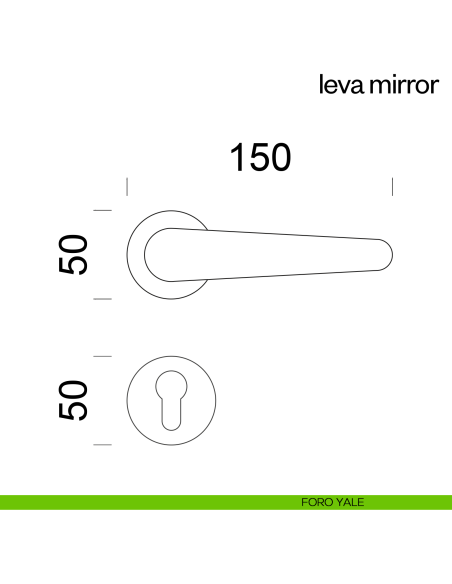 Maniglia per porta Leva Mirror dnd Handles con rosetta e bocchetta tonda fine foro yale