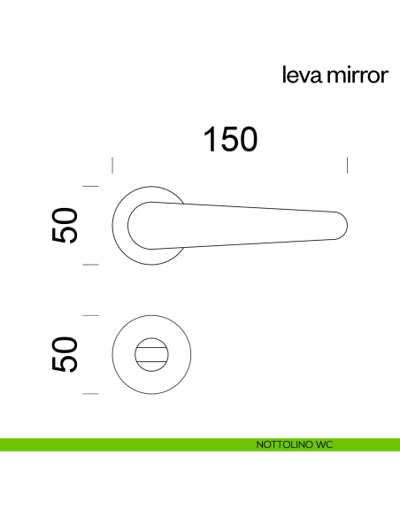 Maniglia per porta Leva Mirror dnd Handles con rosetta e bocchetta tonda fine nottolino wc