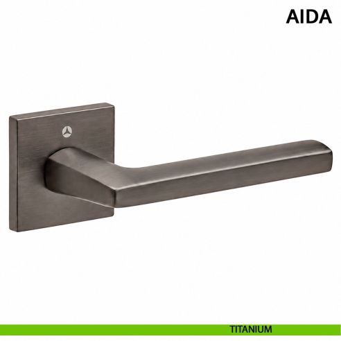 Maniglia per porta Aida Ghidini con rosetta quadrata titanium