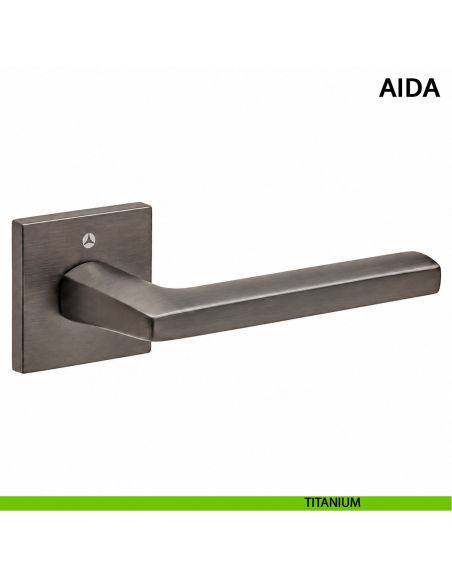 Maniglia per porta Aida Ghidini con rosetta quadrata titanium