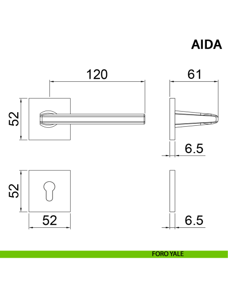 Maniglia per porta Aida Ghidini con rosetta quadrata yale