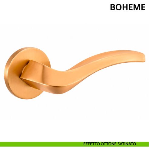 Maniglia per porta Boheme Ghidini con rosetta tonda ottone satinato