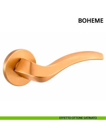 Maniglia per porta Boheme Ghidini con rosetta tonda ottone satinato