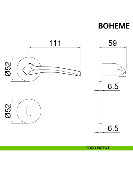 Maniglia per porta Boheme Ghidini con rosetta tonda patent