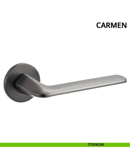 Maniglia per porta Carmen Ghidini con rosetta tonda titanium